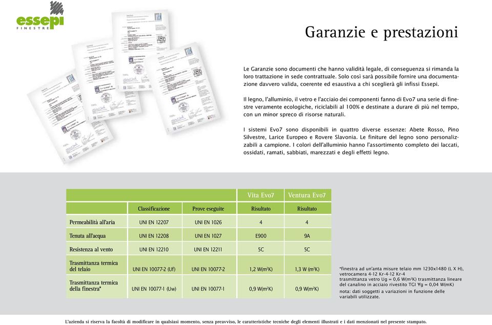 Il legno, l alluminio, il vetro e l acciaio dei componenti fanno di Evo7 una serie di finestre veramente ecologiche, riciclabili al 100% e destinate a durare di più nel tempo, con un minor spreco di