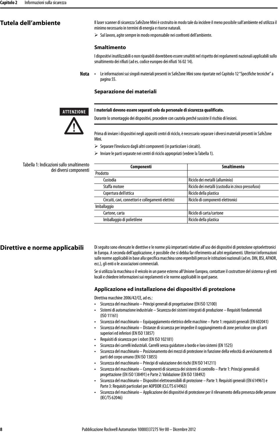 Smaltimento I dispositivi inutilizzabili o non riparabili dovrebbero essere smaltiti nel rispetto dei regolamenti nazionali applicabili sullo smaltimento dei rifiuti (ad es.