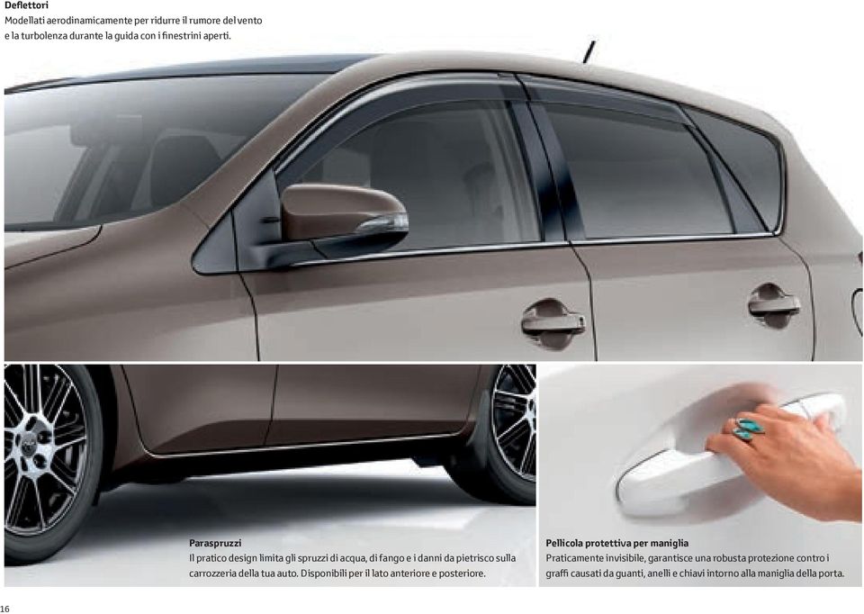 Paraspruzzi Il pratico design limita gli spruzzi di acqua, di fango e i danni da pietrisco sulla carrozzeria della tua