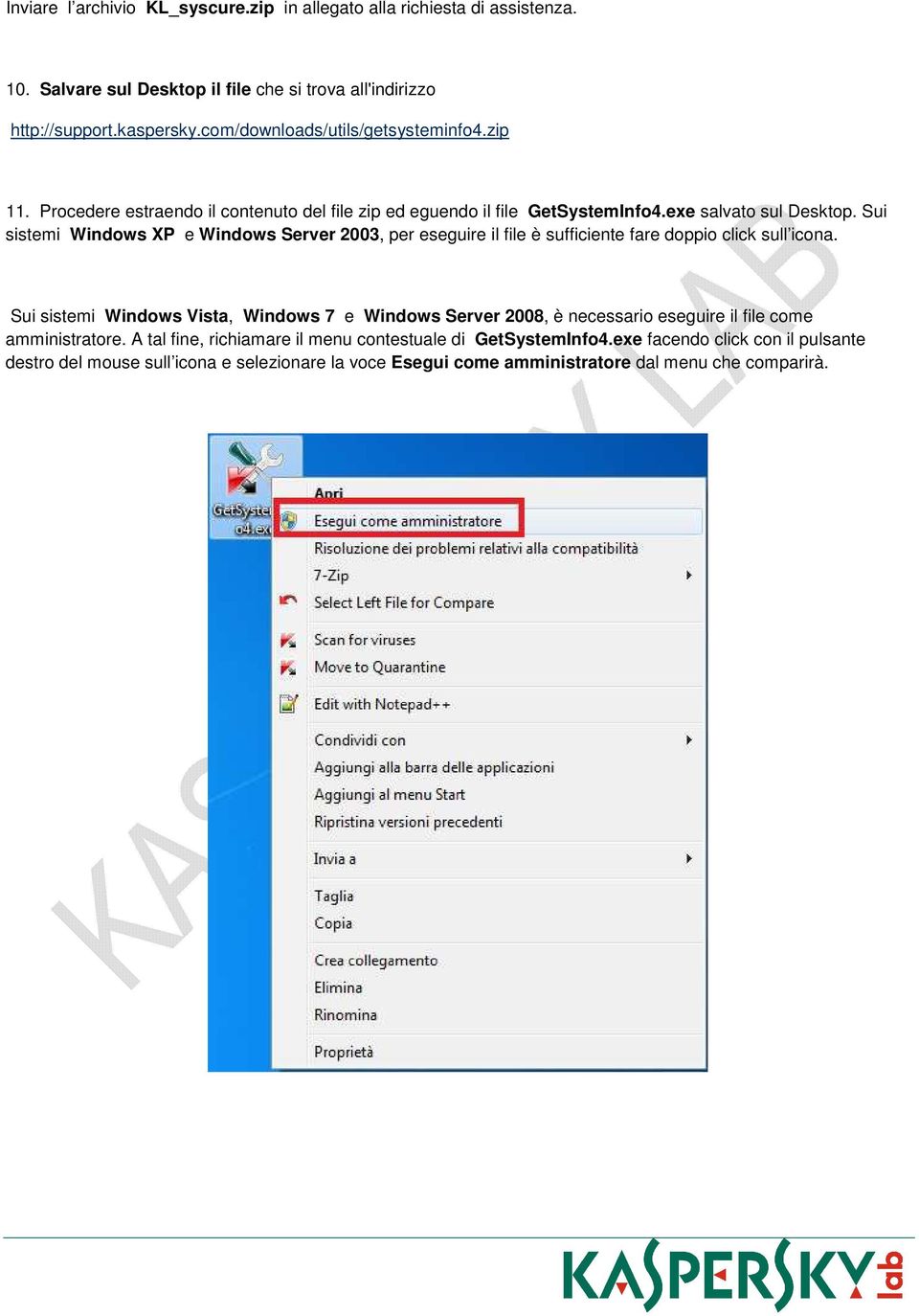 Sui sistemi Windows XP e Windows Server 2003, per eseguire il file è sufficiente fare doppio click sull icona.