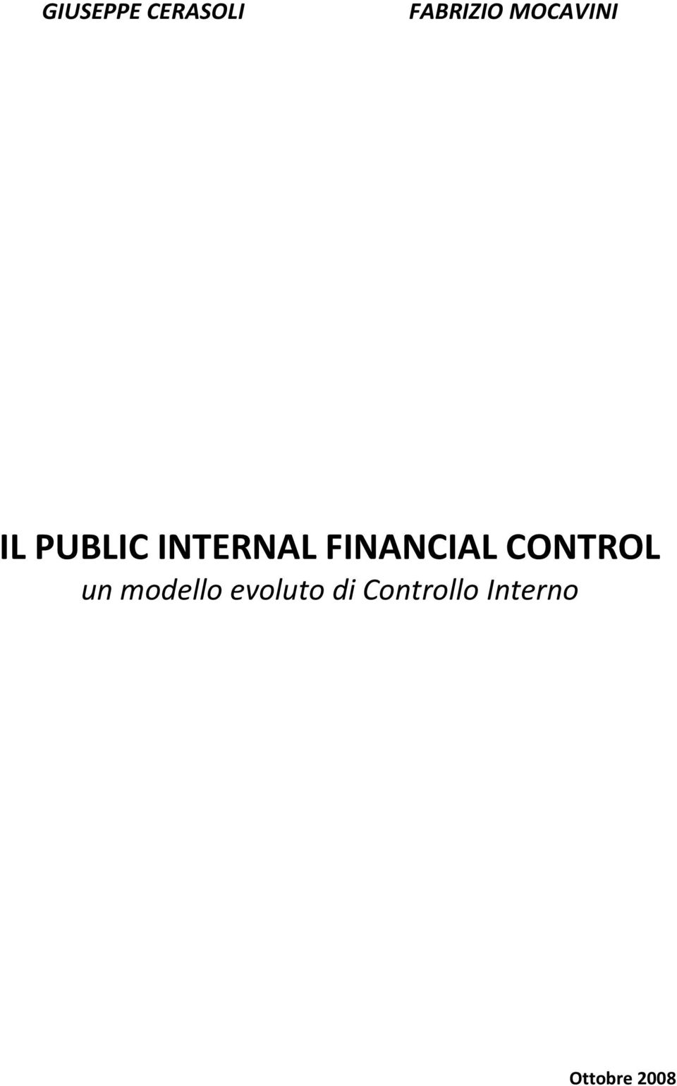 FINANCIAL CONTROL un modello