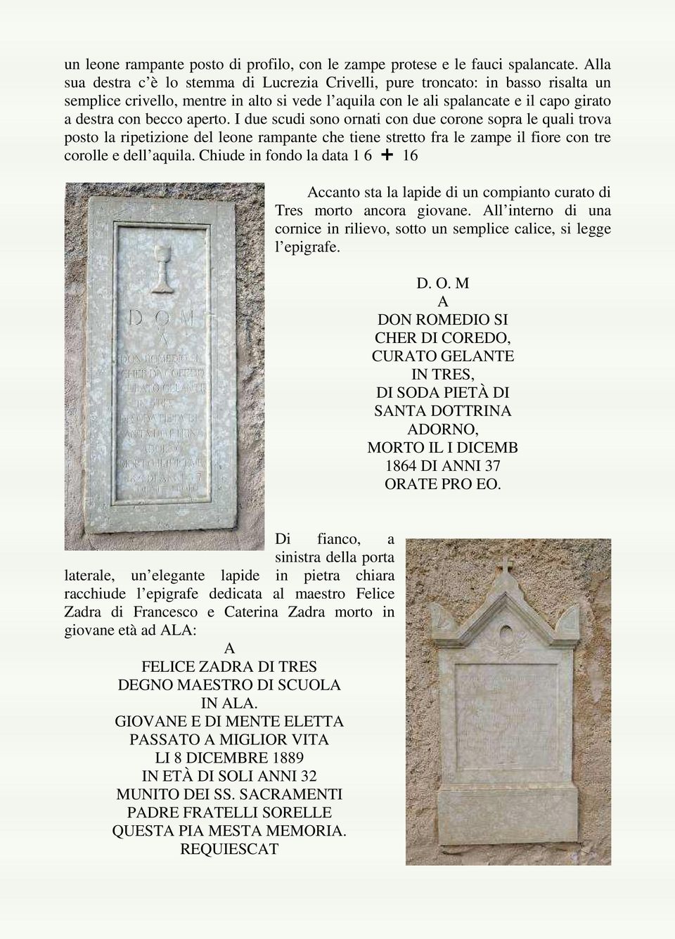 aperto. I due scudi sono ornati con due corone sopra le quali trova posto la ripetizione del leone rampante che tiene stretto fra le zampe il fiore con tre corolle e dell aquila.