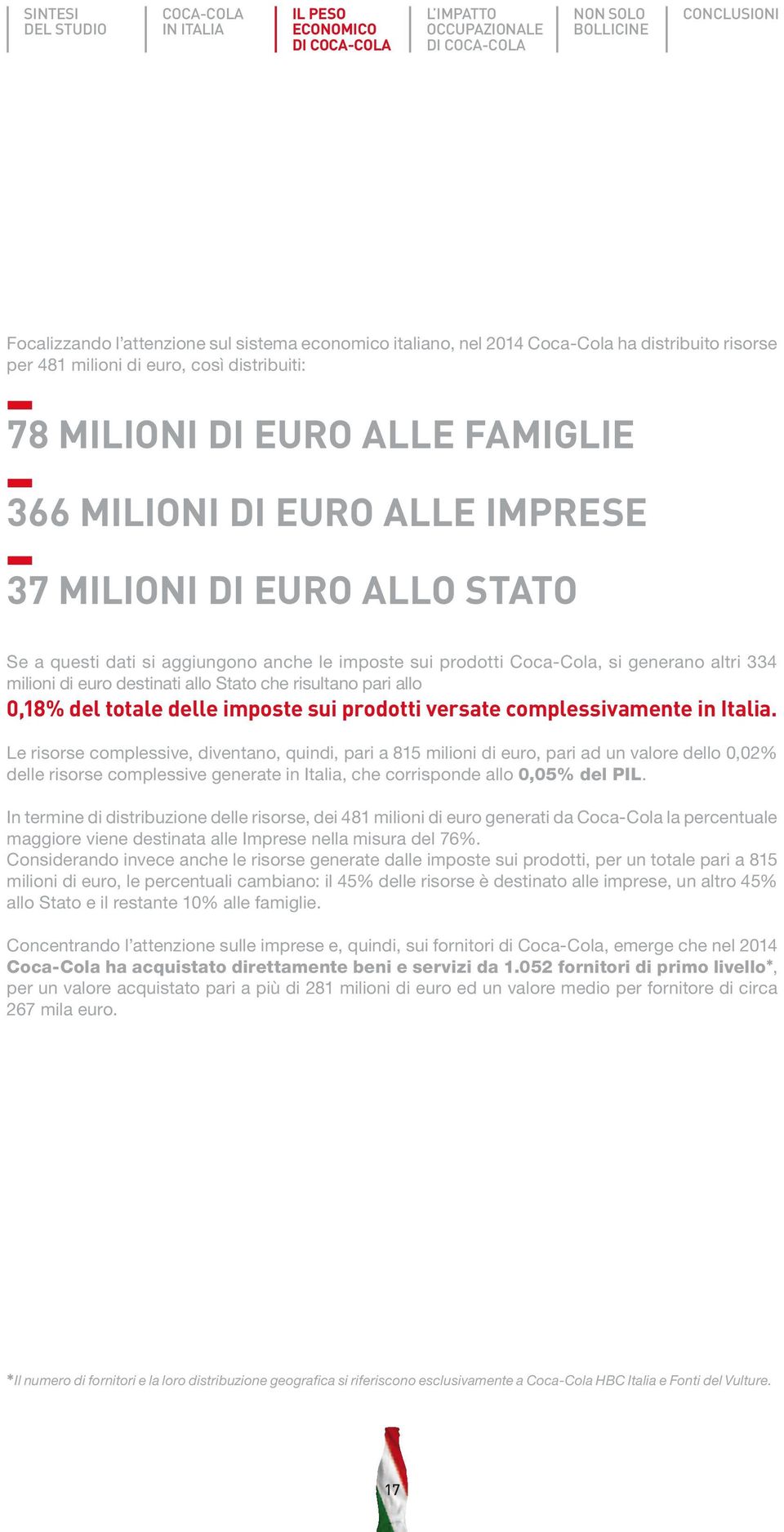 generano altri 334 milioni di euro destinati allo Stato che risultano pari allo 0,18% del totale delle imposte sui prodotti versate complessivamente in Italia.