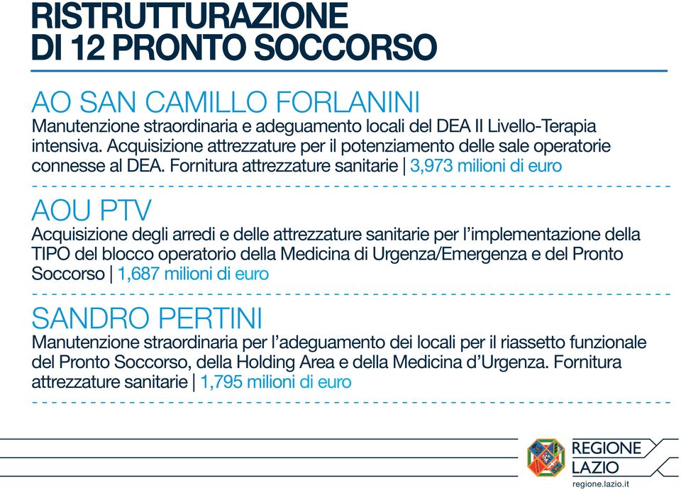 Fornitura attrezzature sanitarie 3,973 milioni di euro AOU PTV Acquisizione degli arredi e delle attrezzature sanitarie per l implementazione della TIPO del blocco operatorio