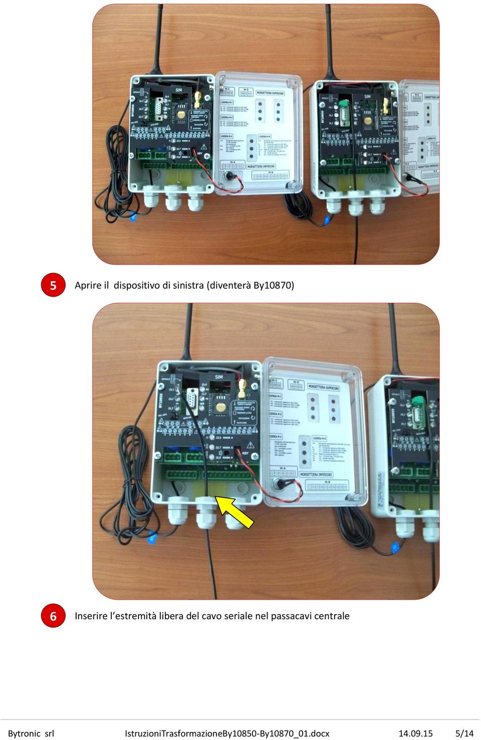 seriale nel passacavi centrale Bytronic srl