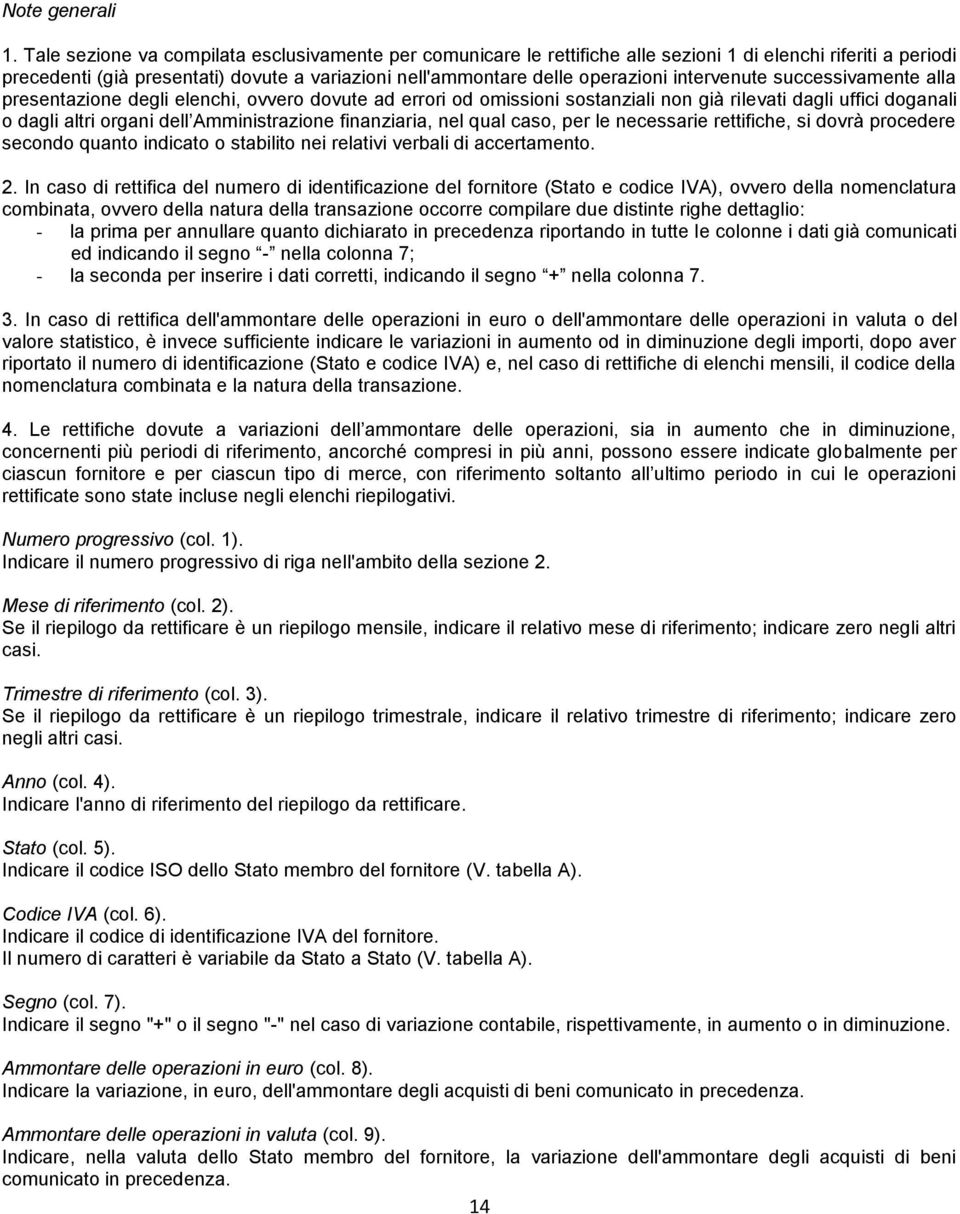 intervenute successivamente alla presentazione degli elenchi, ovvero dovute ad errori od omissioni sostanziali non già rilevati dagli uffici doganali o dagli altri organi dell Amministrazione