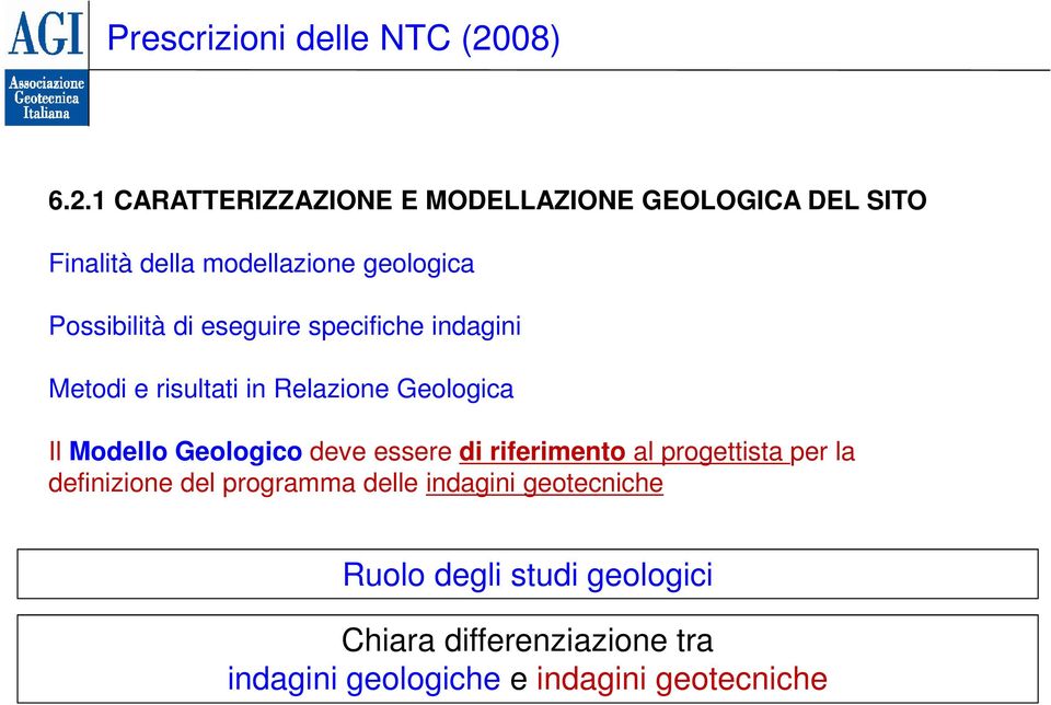 1 CARATTERIZZAZIONE E MODELLAZIONE GEOLOGICA DEL SITO Finalità della modellazione geologica Possibilità di
