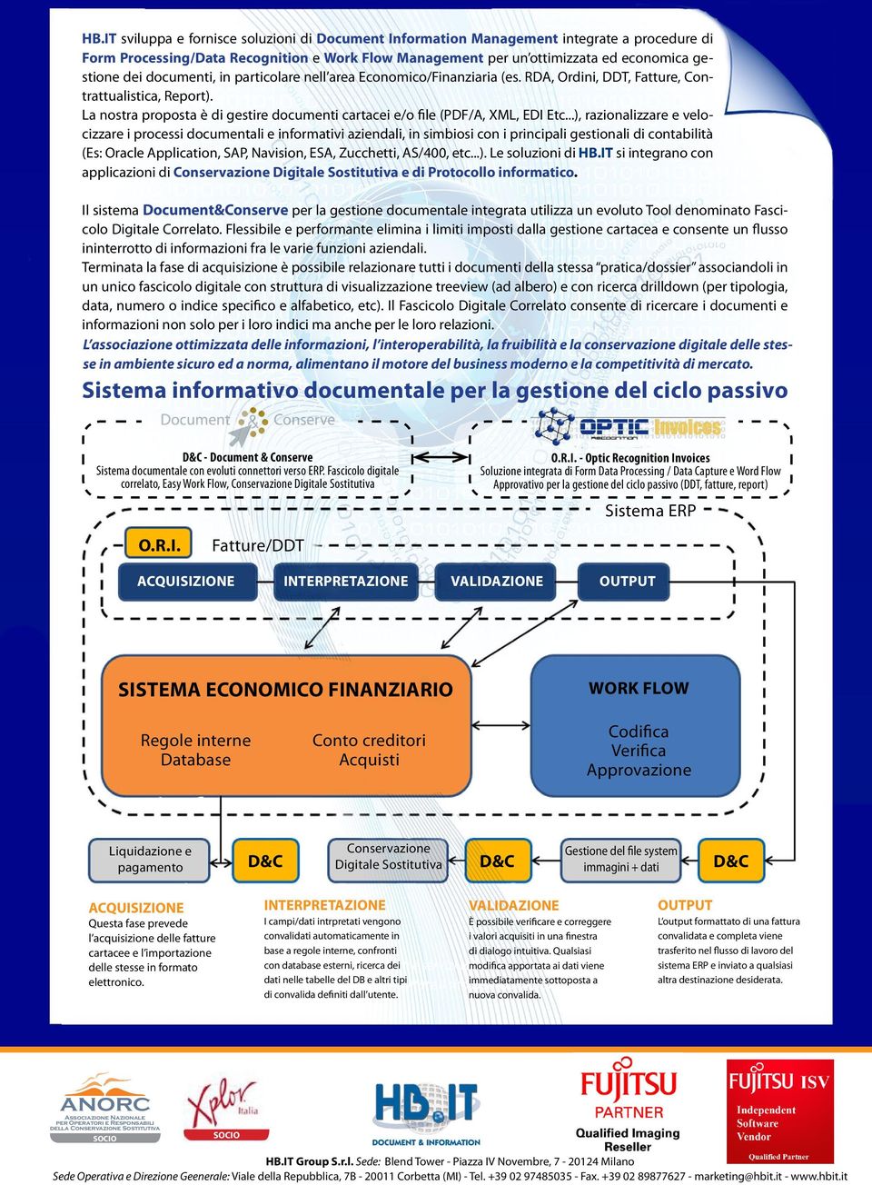 ..), razionalizzare e velocizzare i processi documentali e informativi aziendali, in simbiosi con i principali gestionali di contabilità (Es: Oracle Application, SAP, Navision, ESA, Zucchetti,