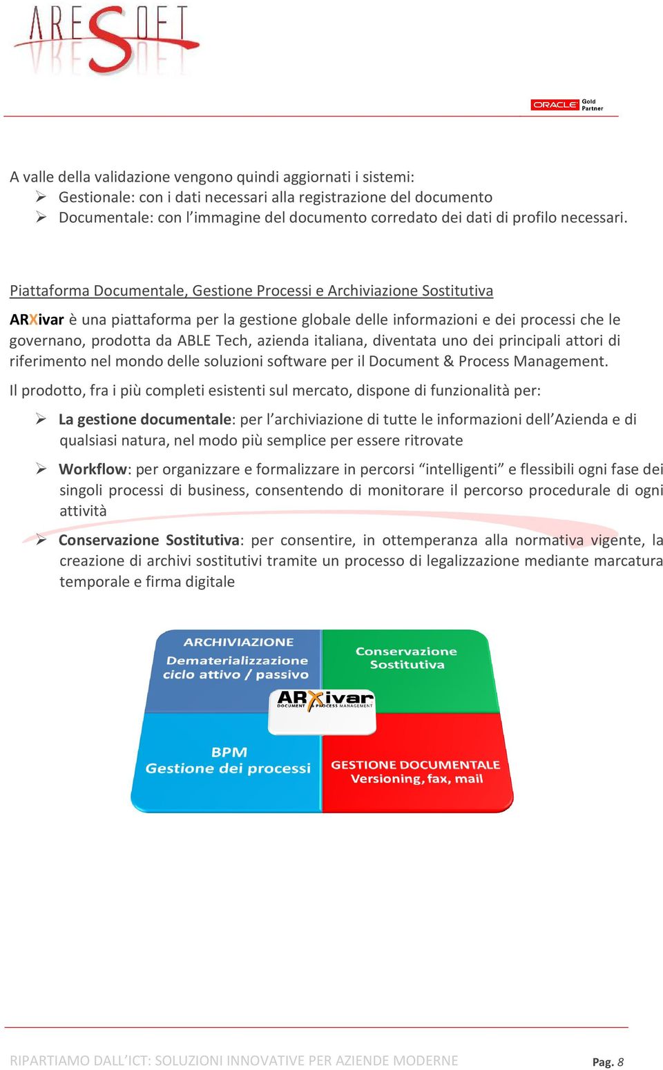 Piattaforma Documentale, Gestione Processi e Archiviazione Sostitutiva ARXivar è una piattaforma per la gestione globale delle informazioni e dei processi che le governano, prodotta da ABLE Tech,