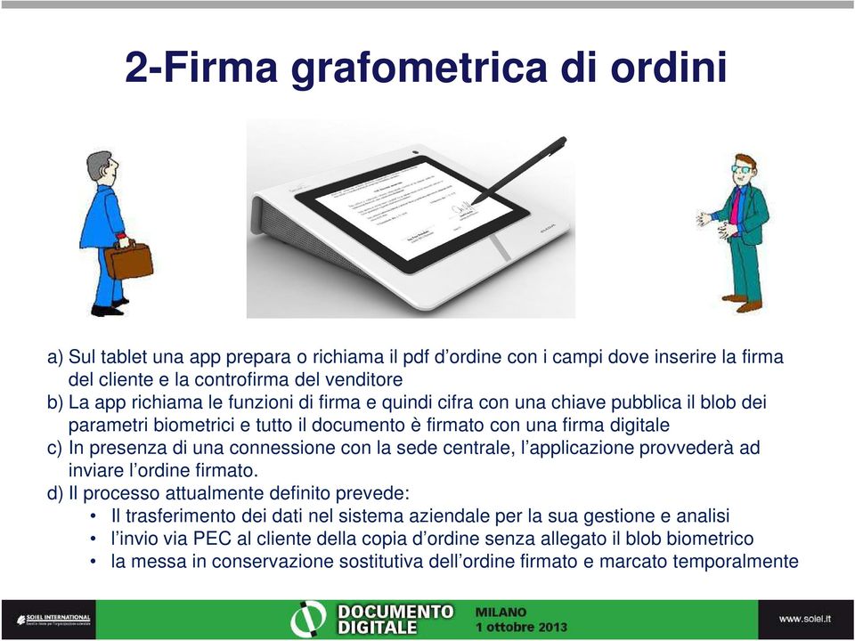 connessione con la sede centrale, l applicazione provvederà ad inviare l ordine firmato.