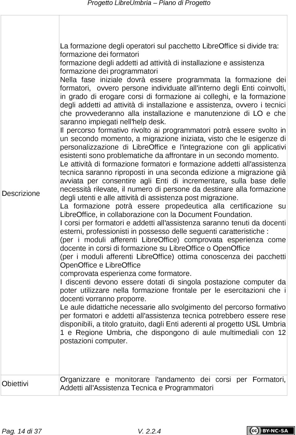 colleghi, e la formazione degli addetti ad attività di installazione e assistenza, ovvero i tecnici che provvederanno alla installazione e manutenzione di LO e che saranno impiegati nell'help desk.