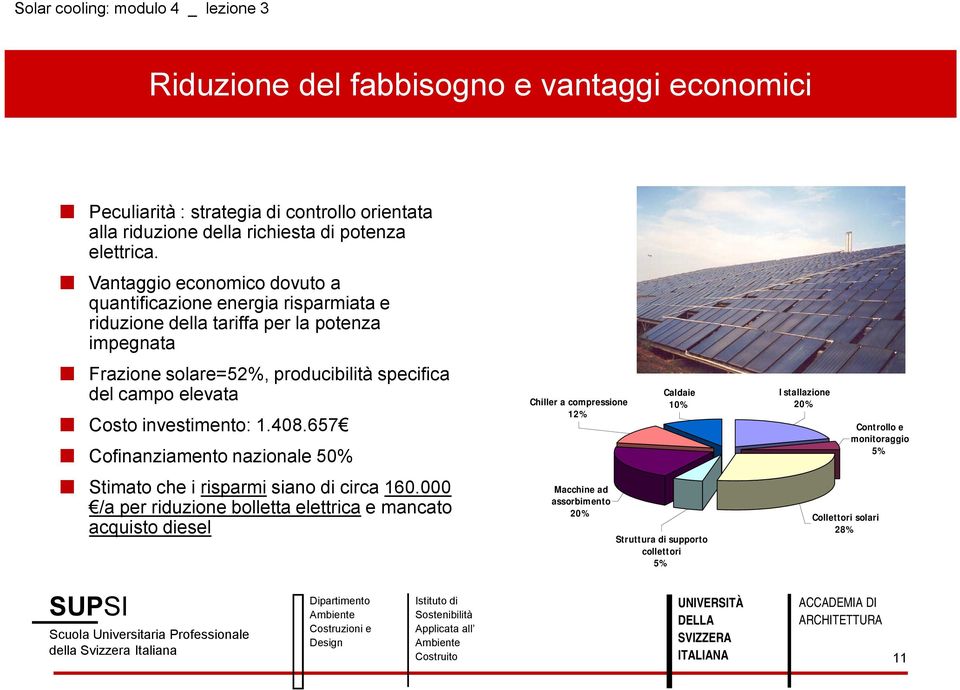 campo elevata Costo investimento: 1.408.657 Cofinanziamento nazionale 50% Stimato che i risparmi siano di circa 160.