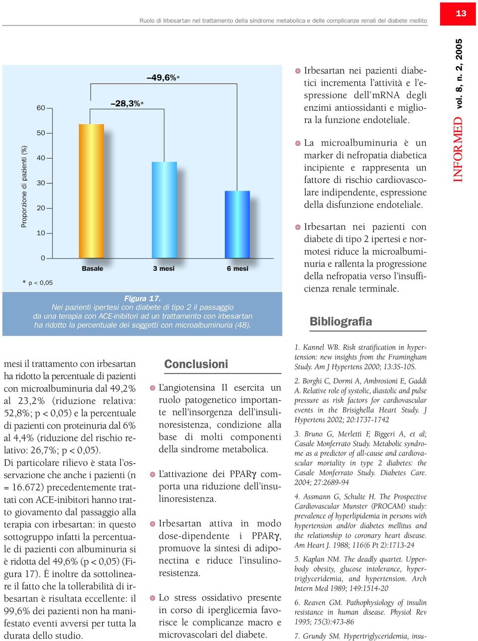 La microalbuminuria è un marker di nefropatia diabetica incipiente e rappresenta un fattore di rischio cardiovascolare indipendente, espressione della disfunzione endoteliale. Figura 17.