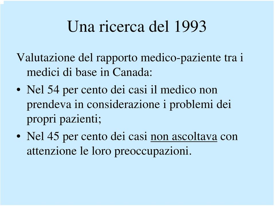 prendeva in considerazione i problemi dei propri pazienti; Nel 45