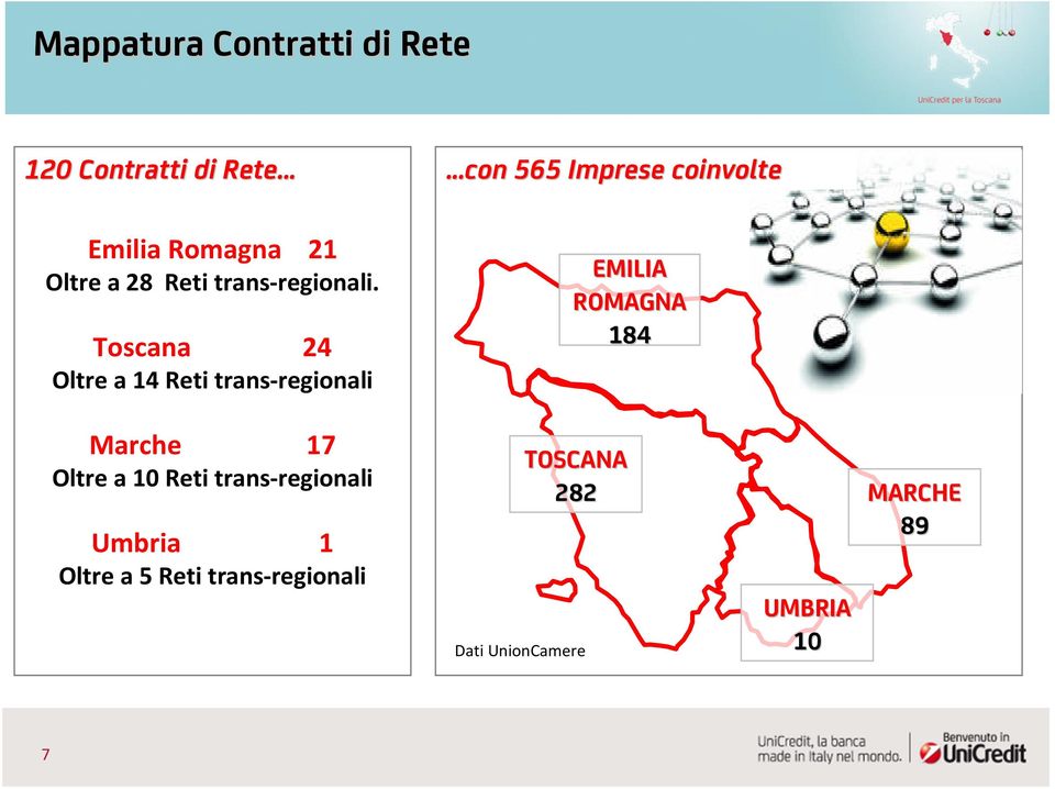 Toscana 24 Oltre a 14 Reti trans-regionali EMILIA ROMAGNA 184 Marche 17 Oltre a