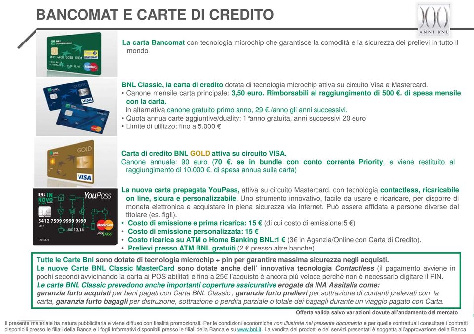 In alternativa canone gratuito primo anno, 29./anno gli anni successivi. Quota annua carte aggiuntive/duality: 1 anno gratuita, anni successivi 20 euro Limite di utilizzo: fino a 5.