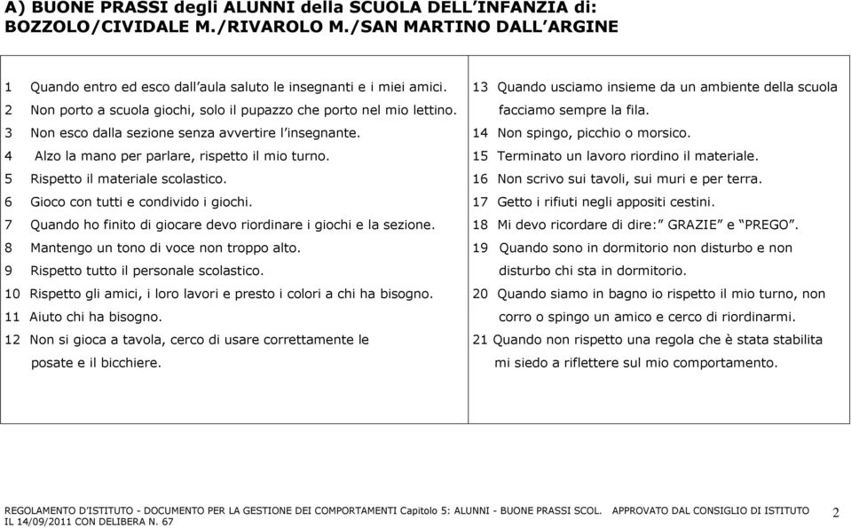 5 Rispetto il materiale scolastico. 6 Gioco con tutti e condivido i giochi. 7 Quando ho finito di giocare devo riordinare i giochi e la sezione. 8 Mantengo un tono di voce non troppo alto.