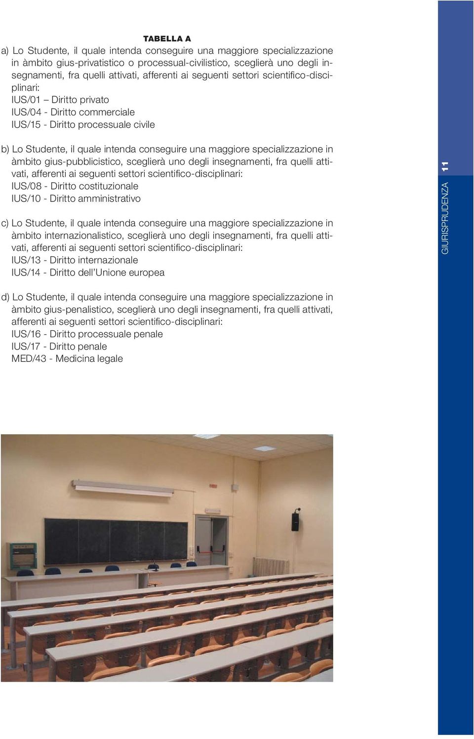 maggiore specializzazione in àmbito gius-pubblicistico, sceglierà uno degli insegnamenti, fra quelli attivati, afferenti ai seguenti settori scientifi co-disciplinari: IUS/08 - Diritto costituzionale