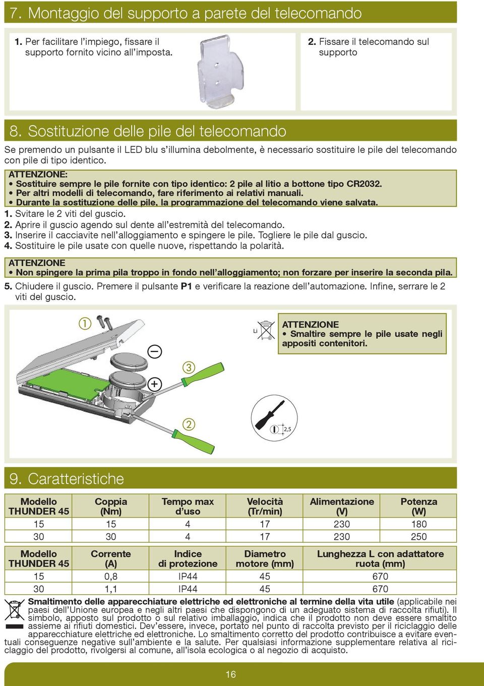 ATTENZIONE: Sostituire sempre le pile fornite con tipo identico: pile al litio a bottone tipo CR03. Per altri modelli di telecomando, fare riferimento ai relativi manuali.