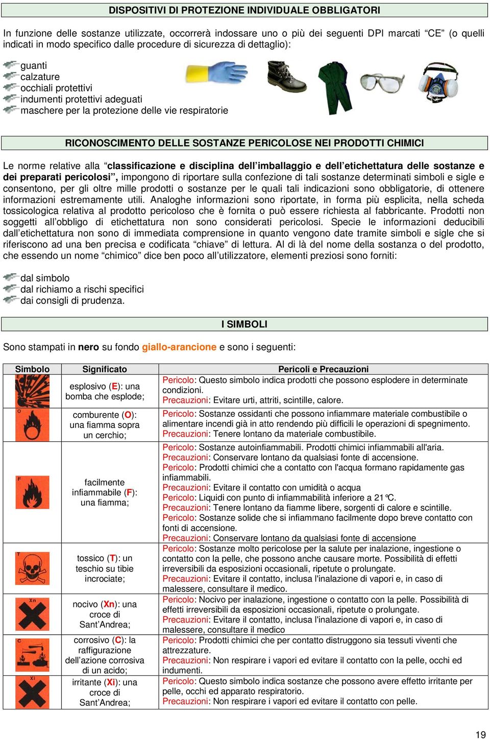 CHIMICI Le norme relative alla classificazione e disciplina dell imballaggio e dell etichettatura delle sostanze e dei preparati pericolosi, impongono di riportare sulla confezione di tali sostanze