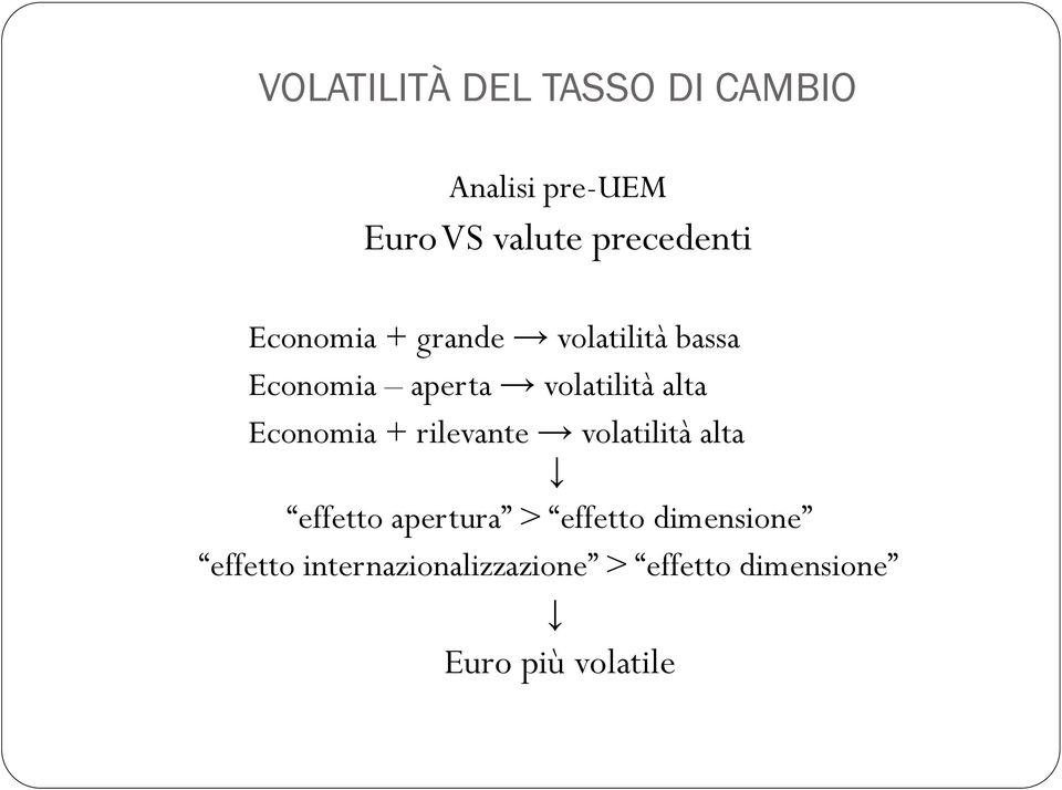 volatilità alta Economia + rilevante volatilità alta effetto apertura