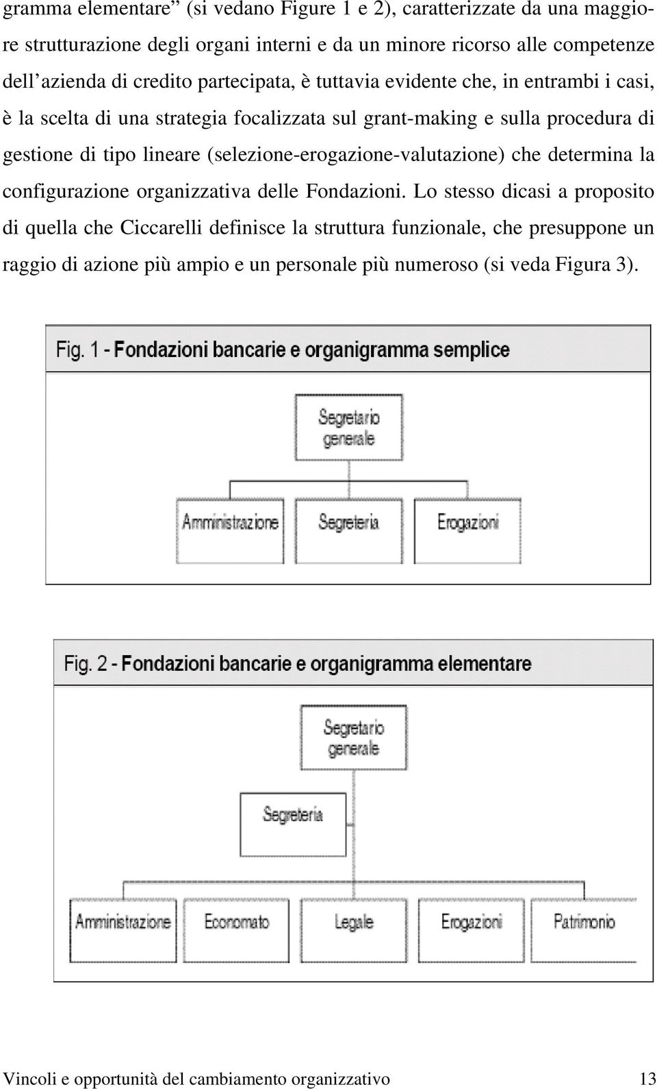 lineare (selezione-erogazione-valutazione) che determina la configurazione organizzativa delle Fondazioni.