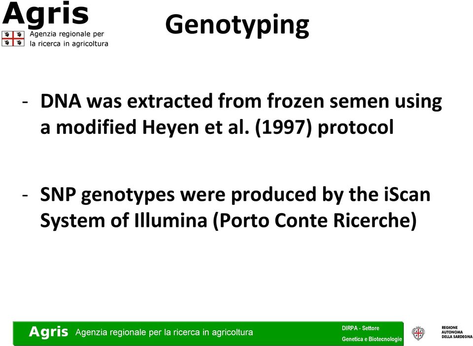 (1997) protocol - SNP genotypes were