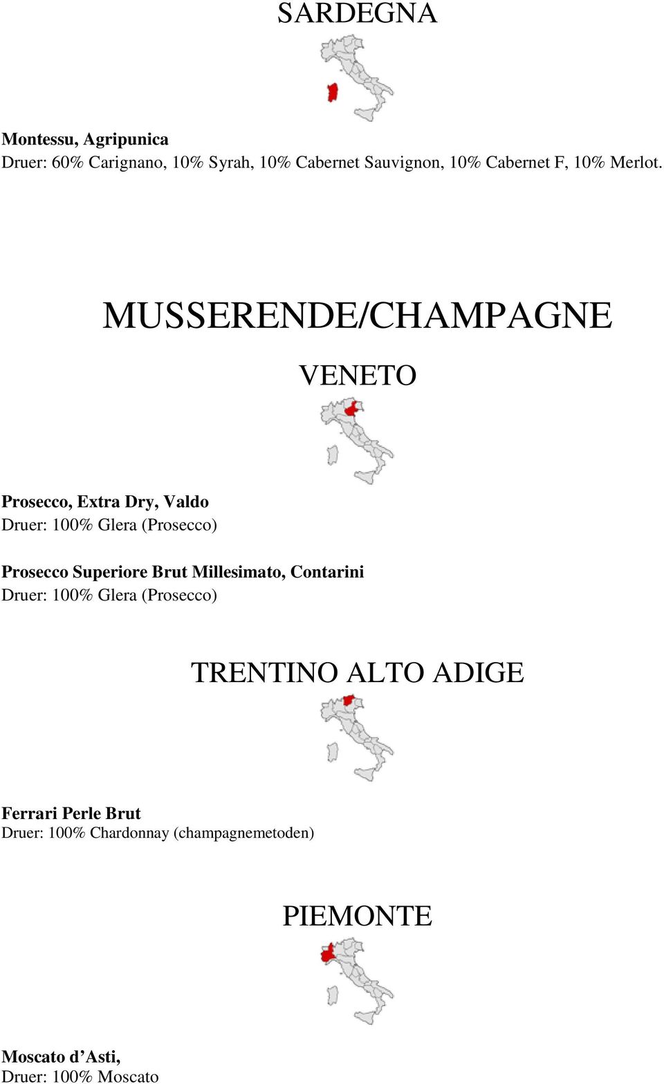 MUSSERENDE/CHAMPAGNE VENETO Prosecco, Extra Dry, Valdo Druer: 100% Glera (Prosecco) Prosecco