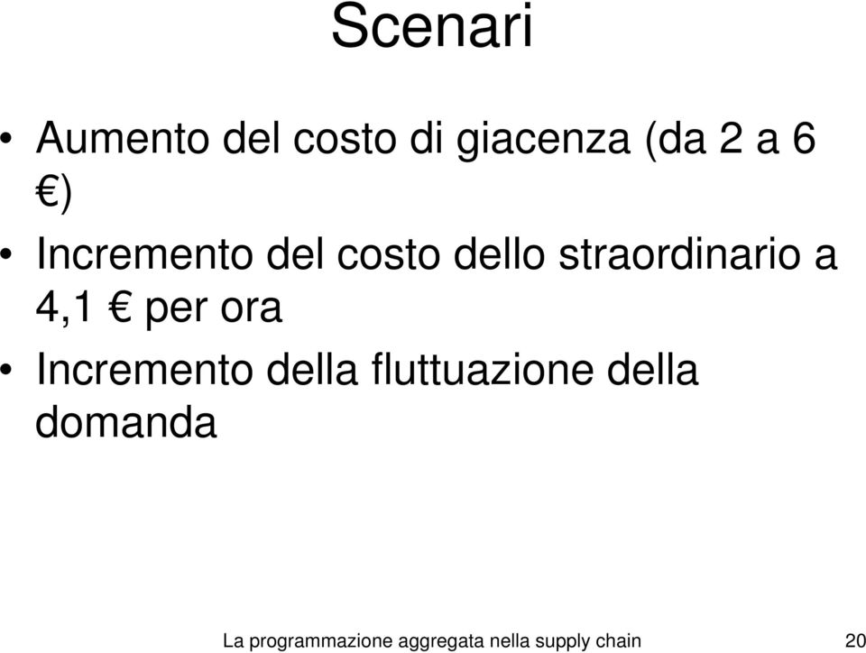 ora Incremeno della fluuazione della domanda La