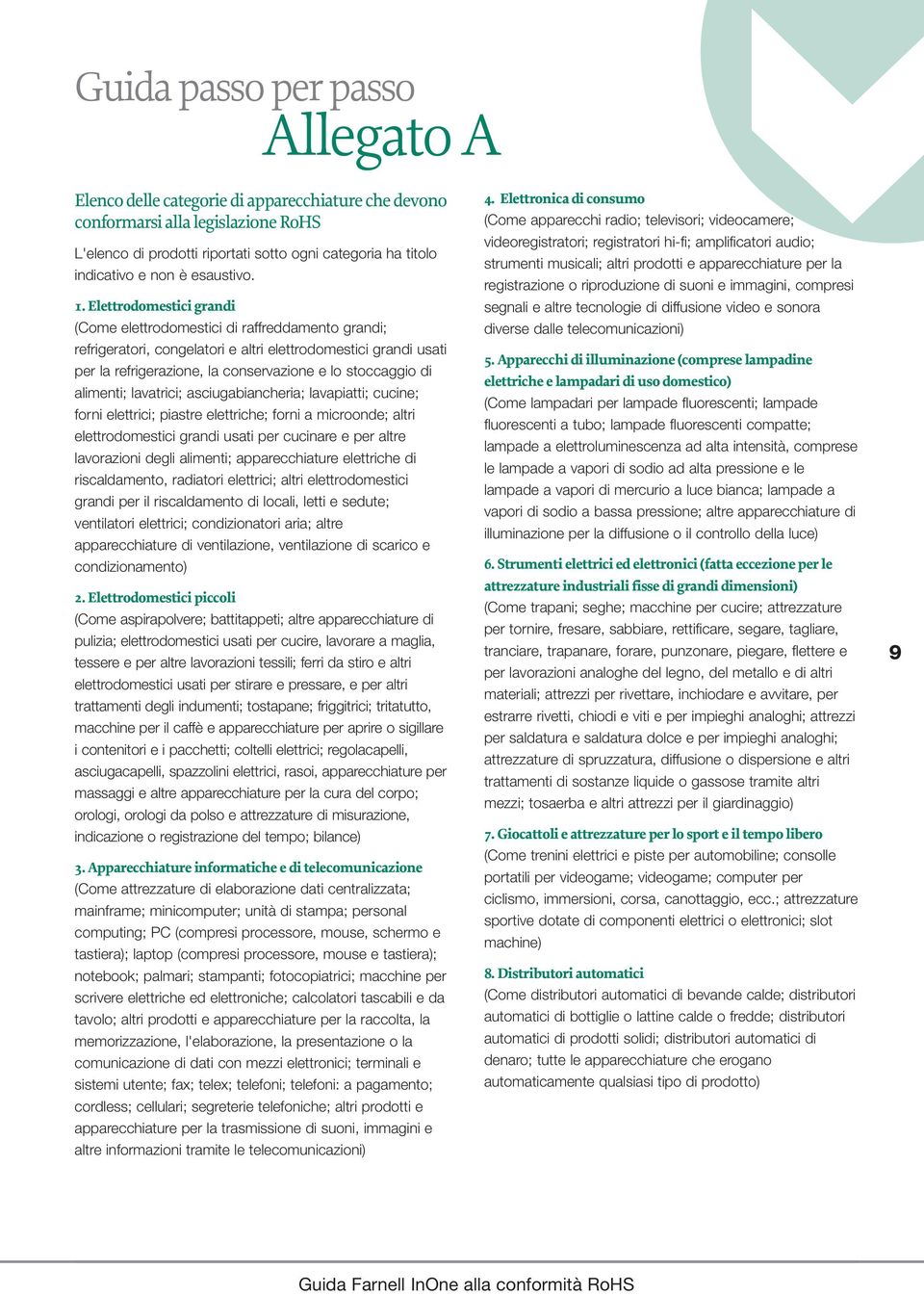 Elettrodomestici grandi (Come elettrodomestici di raffreddamento grandi; refrigeratori, congelatori e altri elettrodomestici grandi usati per la refrigerazione, la conservazione e lo stoccaggio di