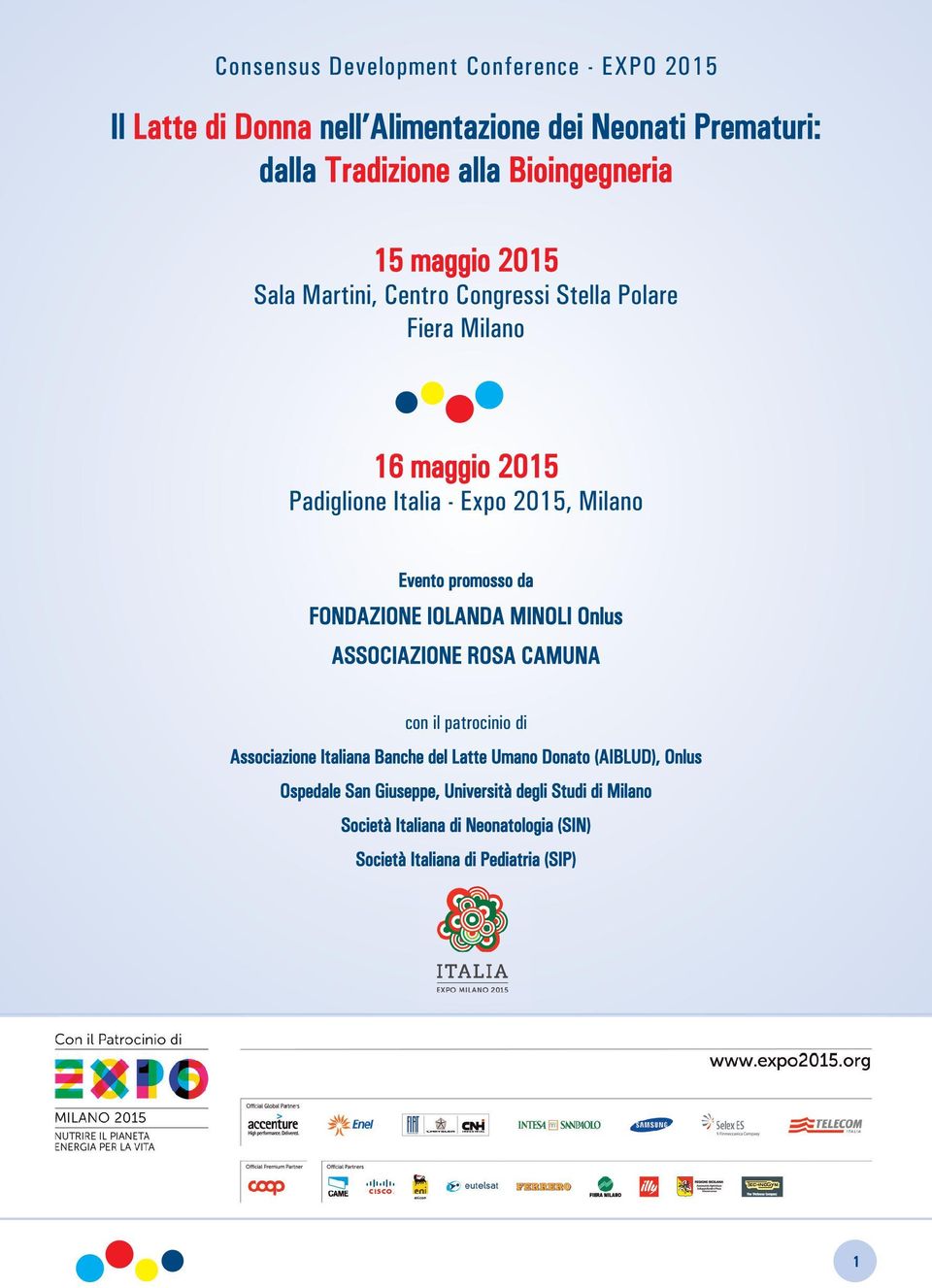 CAMUNA con il patrocinio di Associazione Italiana Banche del Latte Umano Donato (AIBLUD), Onlus Ospedale San