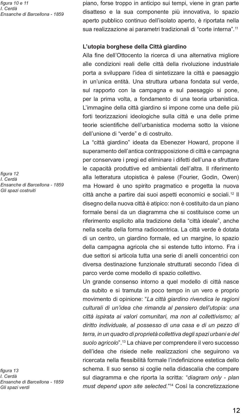 aperto, è riportata nella sua realizzazione ai parametri tradizionali di corte interna. 11 figura 12 I. Cerdà Ensanche di Barcellona - 1859 Gli spazi costruiti figura 13 I.