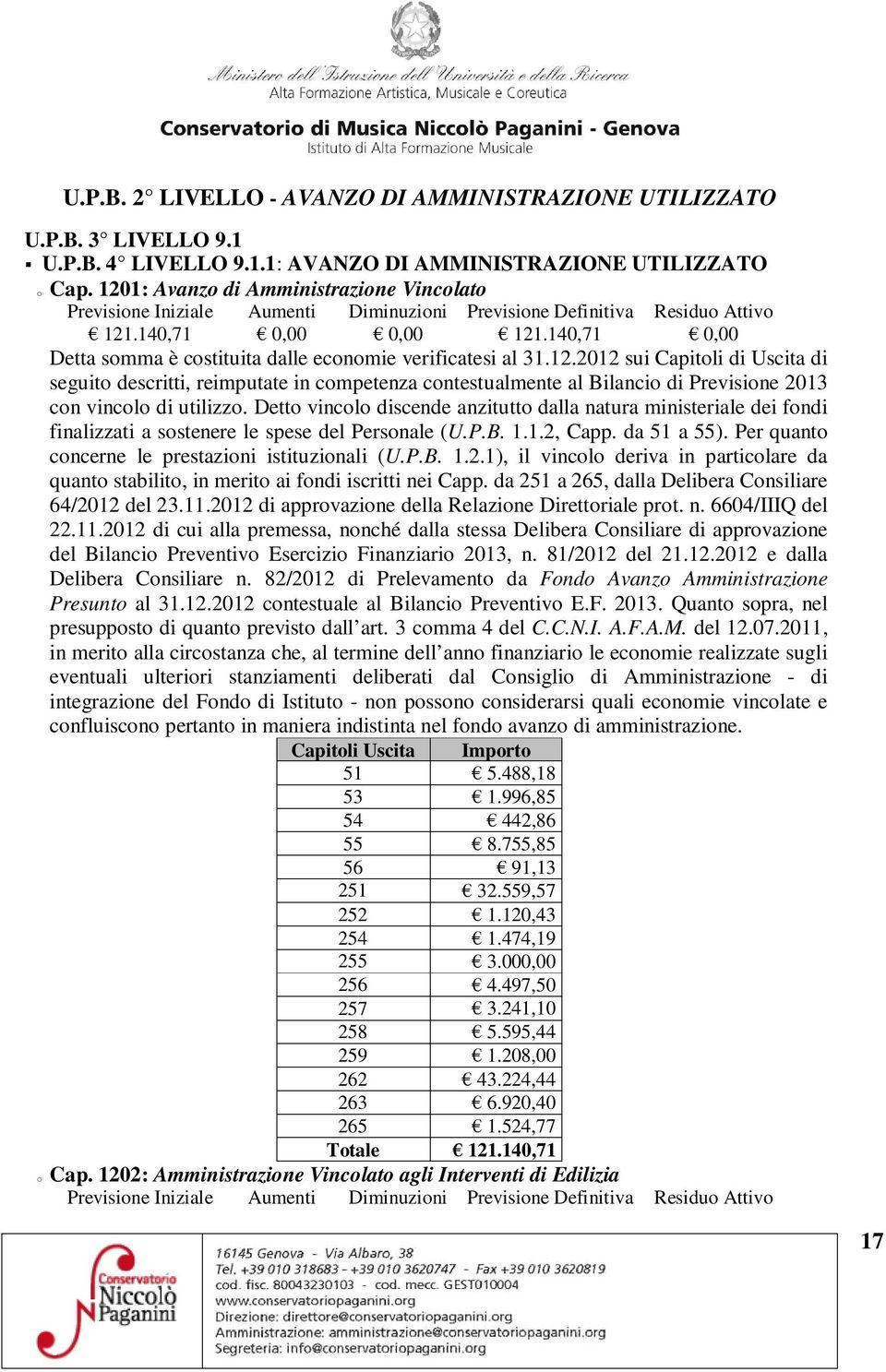 Detto vincolo discende anzitutto dalla natura ministeriale dei fondi finalizzati a sostenere le spese del Personale (U.P.B. 1.1.2, Capp. da 51 a 55).