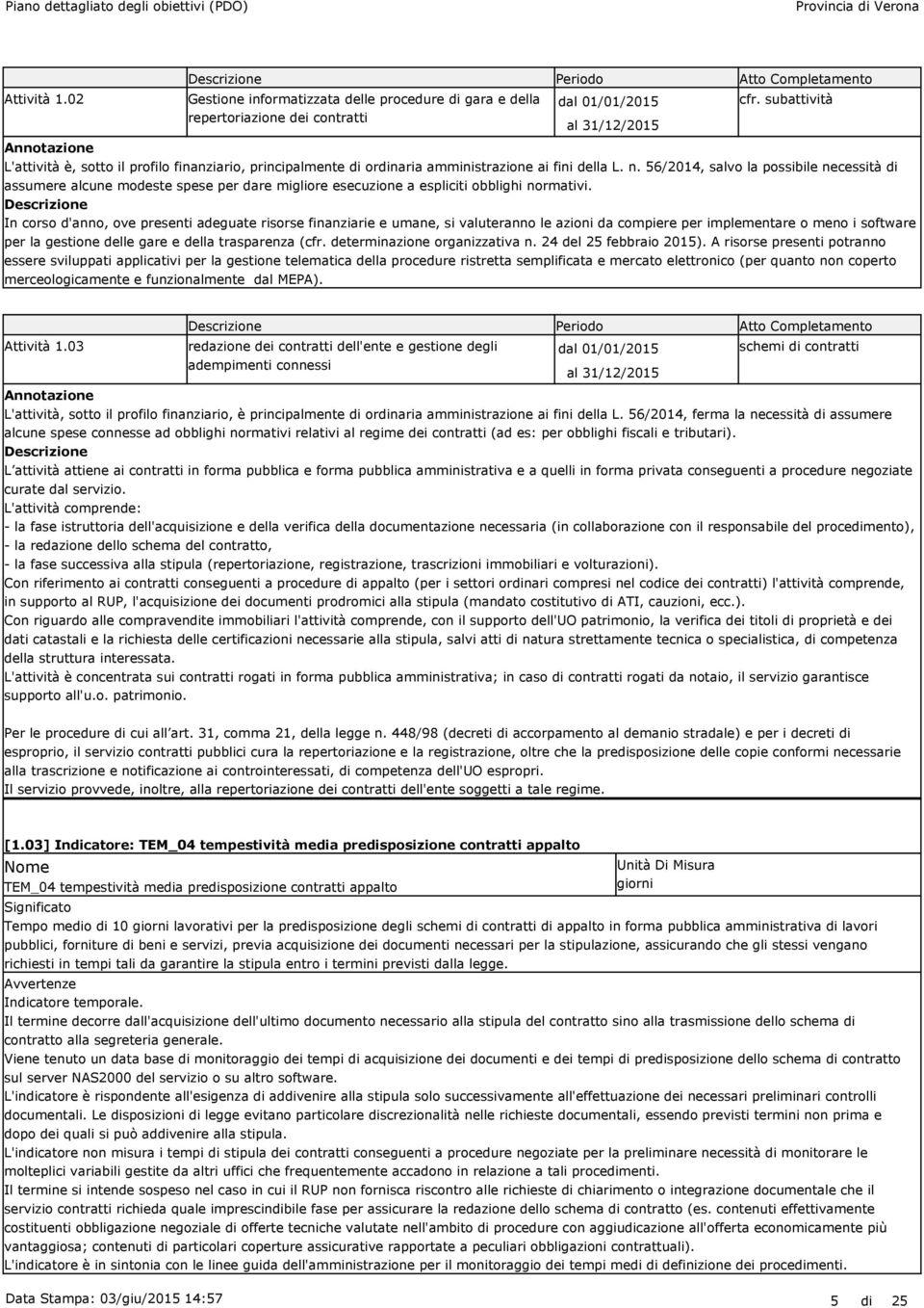 56/2014, salvo la possibile necessità di assumere alcune modeste spese per dare migliore esecuzione a espliciti obblighi normativi.