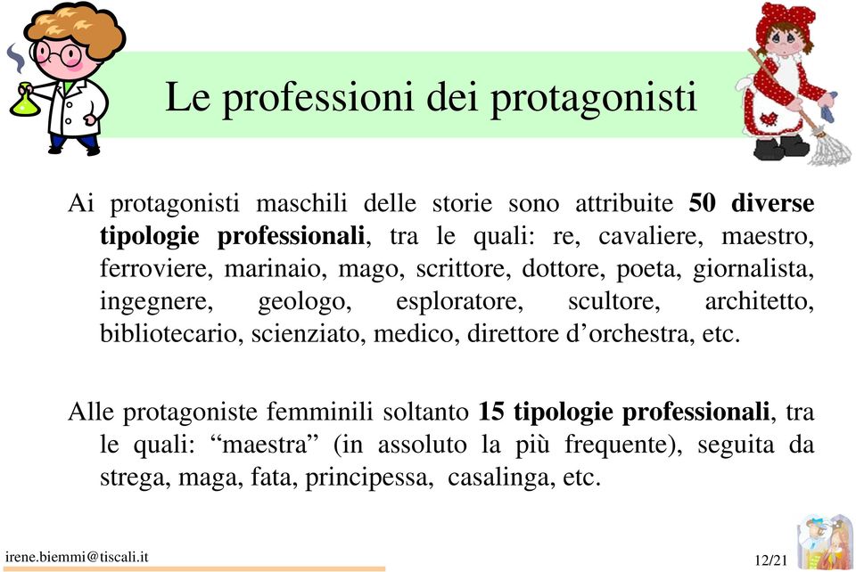 architetto, bibliotecario, scienziato, medico, direttore d orchestra, etc.