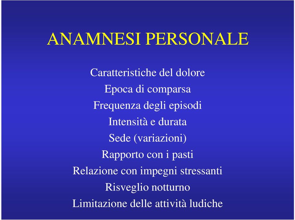 (variazioni) Rapporto con i pasti Relazione con impegni