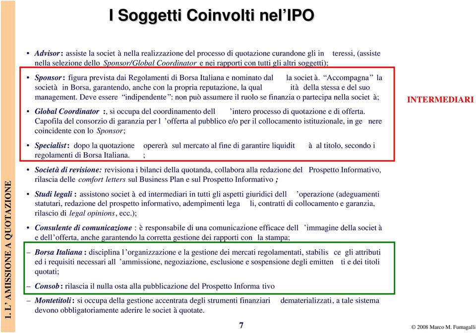 altri soggetti); teressi, (assiste Sponsor: figura prevista dai Regolamenti di Borsa Italiana e nominato dal la societ à.