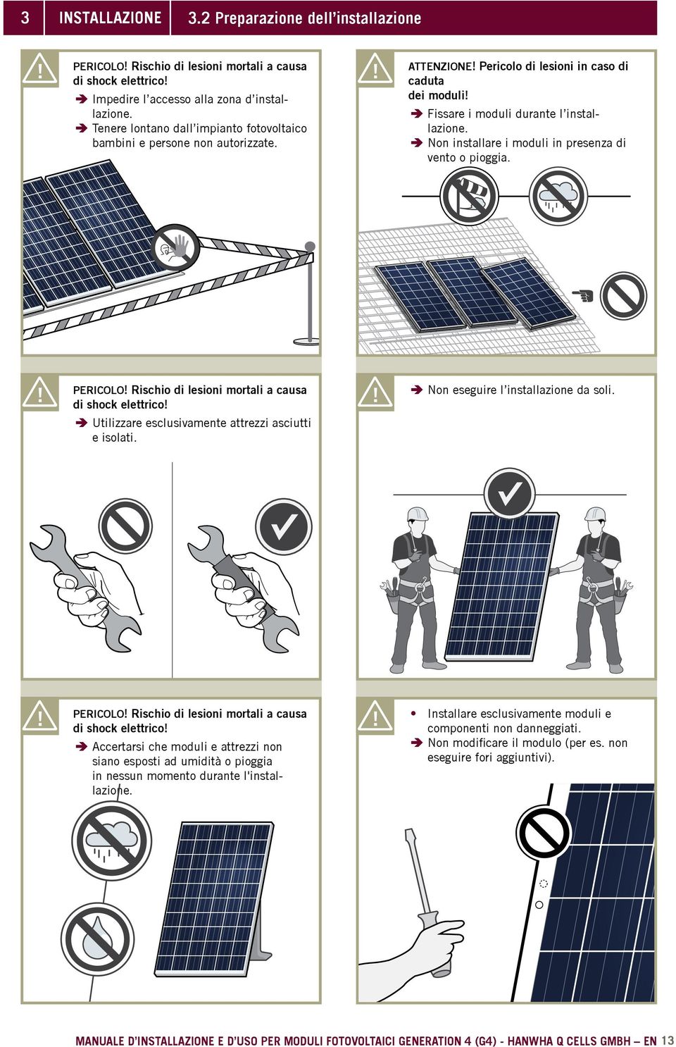 ÄÄUtilizzare esclusivamente attrezzi asciutti e isolati. ÄÄNon eseguire l installazione da soli.