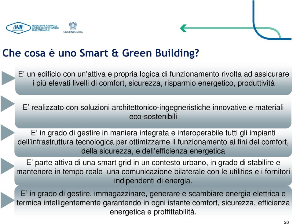 architettonico-ingegneristiche innovative e materiali eco-sostenibili E in grado di gestire in maniera integrata e interoperabile tutti gli impianti dell infrastruttura tecnologica per ottimizzarne