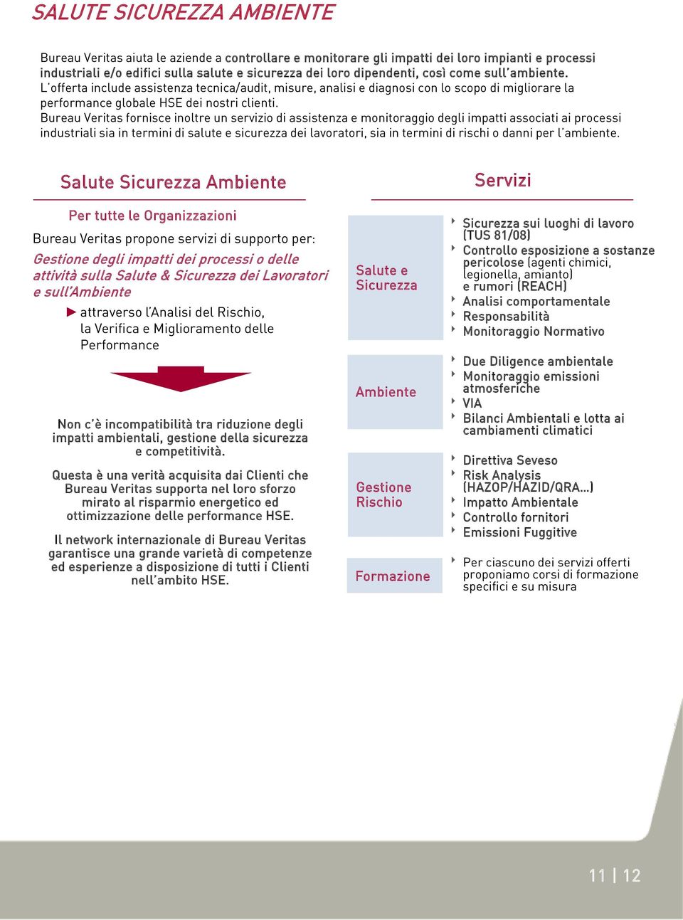 Bureau Veritas fornisce inoltre un servizio di assistenza e monitoraggio degli impatti associati ai processi industriali sia in termini di salute e sicurezza dei lavoratori, sia in termini di rischi