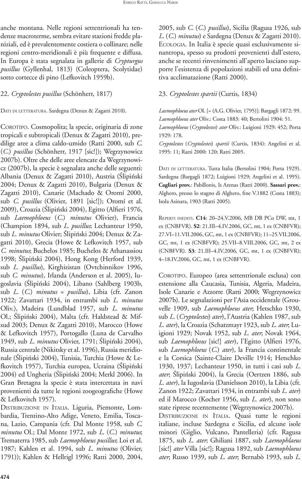 In Europa è stata segnalata in gallerie di Crypturgus pusillus (Gyllenhal, 1813) (Coleoptera, Scolytidae) sotto cortecce di pino (Lefkovitch 1959b). 22.