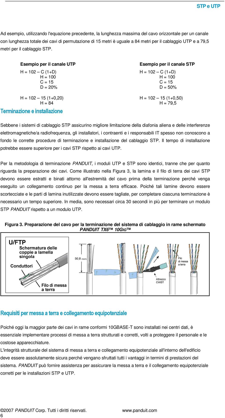 Esempio per il canale UTP Esempio per il canale STP H = 102 C (1+D) H = 102 C (1+D) H = 100 H = 100 C = 15 C = 15 D = 20% D = 50% H = 102 15 (1+0,20) H = 102 15 (1+0,50) H = 84 H = 79,5 Terminazione