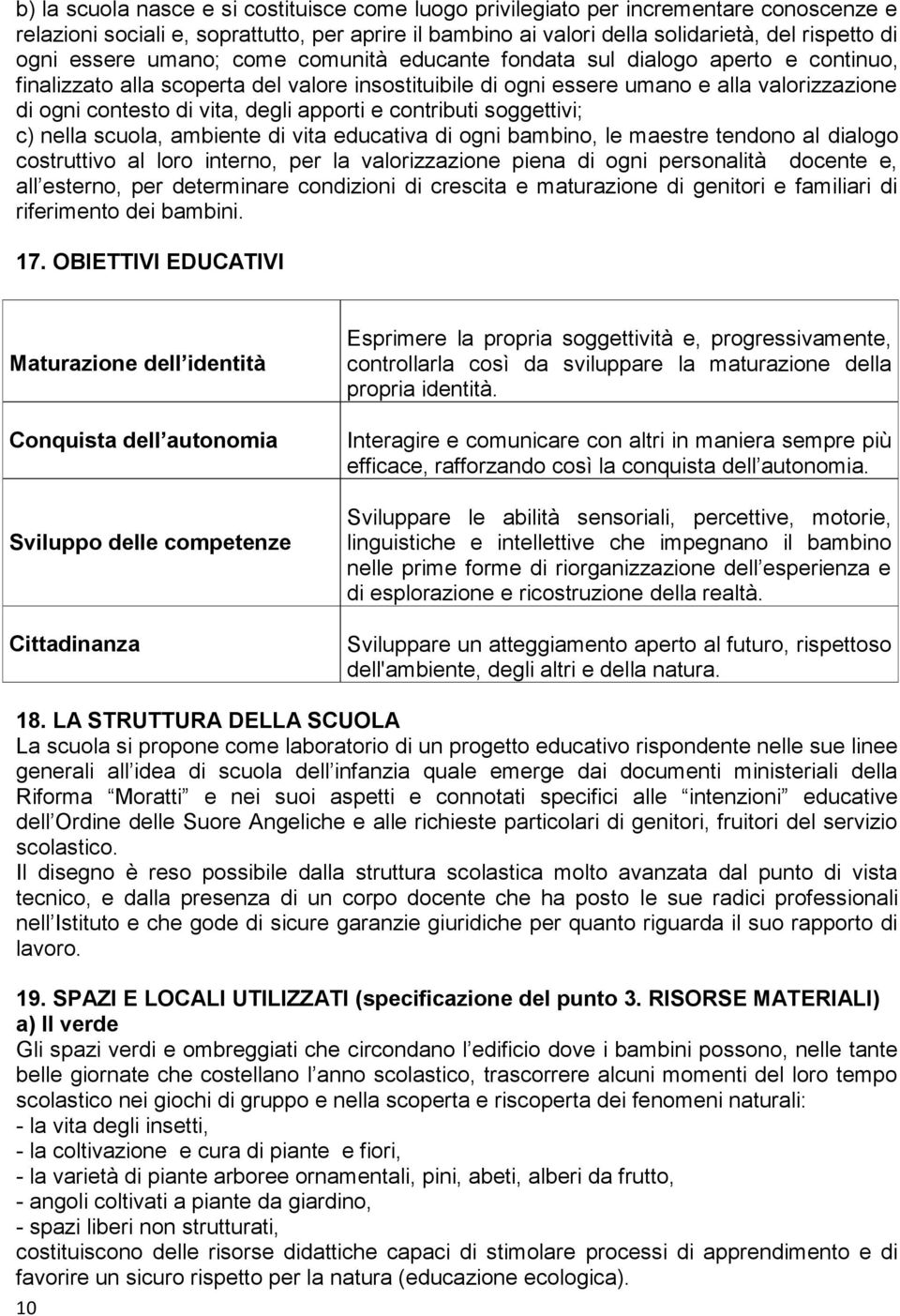 degli apporti e contributi soggettivi; c) nella scuola, ambiente di vita educativa di ogni bambino, le maestre tendono al dialogo costruttivo al loro interno, per la valorizzazione piena di ogni