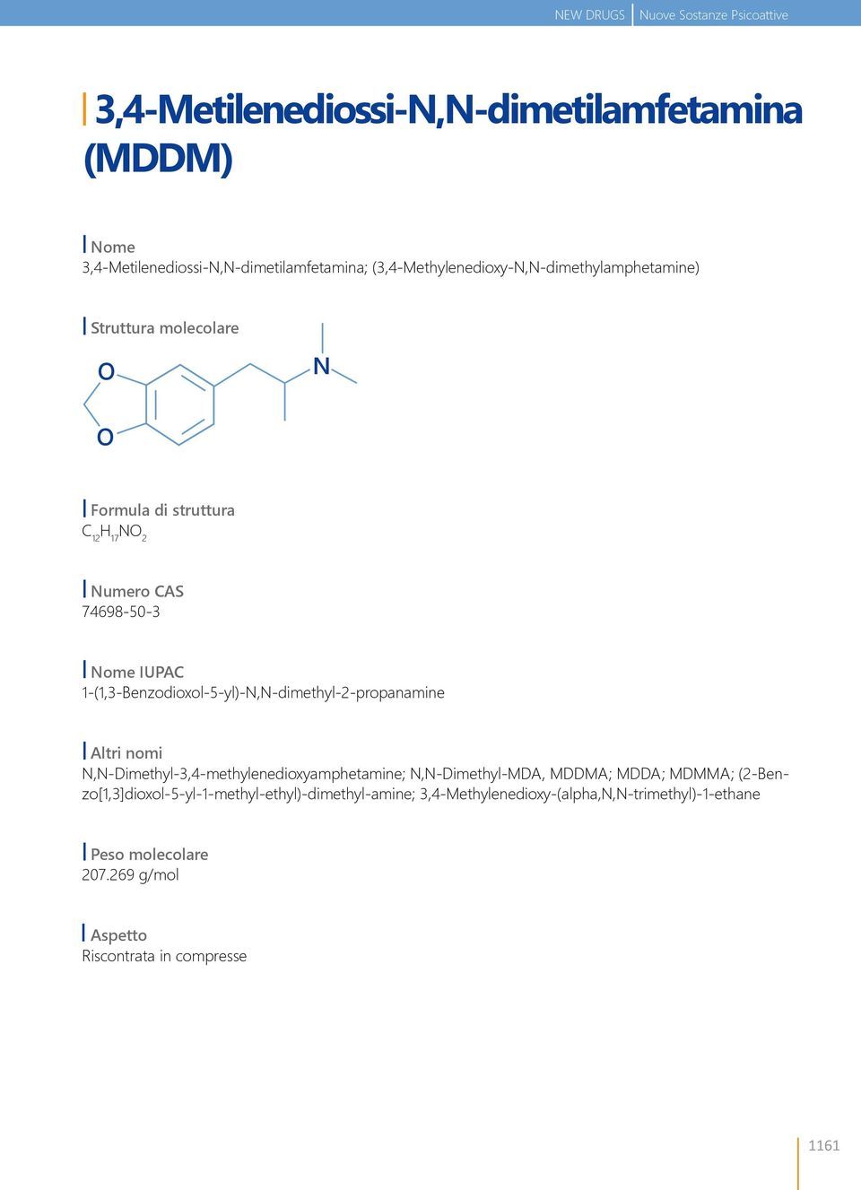 1-(1,3-Benzodioxol-5-yl)-N,N-dimethyl-2-propanamine Altri nomi N,N-Dimethyl-3,4-methylenedioxyamphetamine; N,N-Dimethyl-MDA, MDDMA; MDDA; MDMMA;