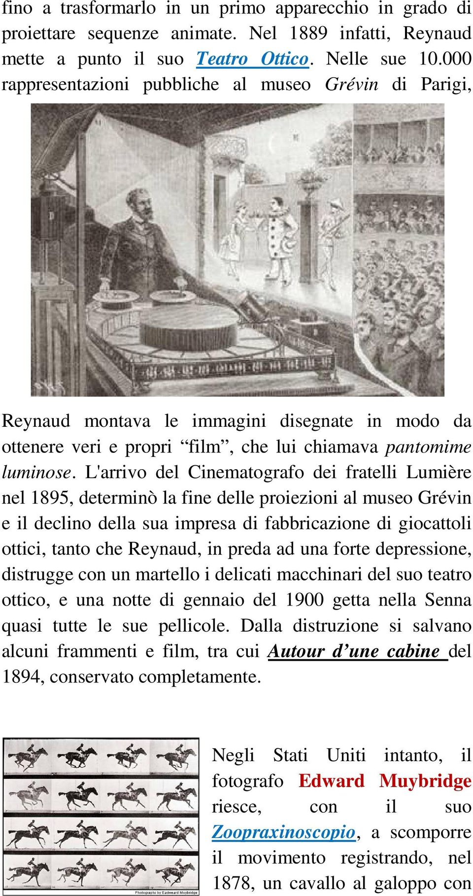 L'arrivo del Cinematografo dei fratelli Lumière nel 1895, determinò la fine delle proiezioni al museo Grévin e il declino della sua impresa di fabbricazione di giocattoli ottici, tanto che Reynaud,