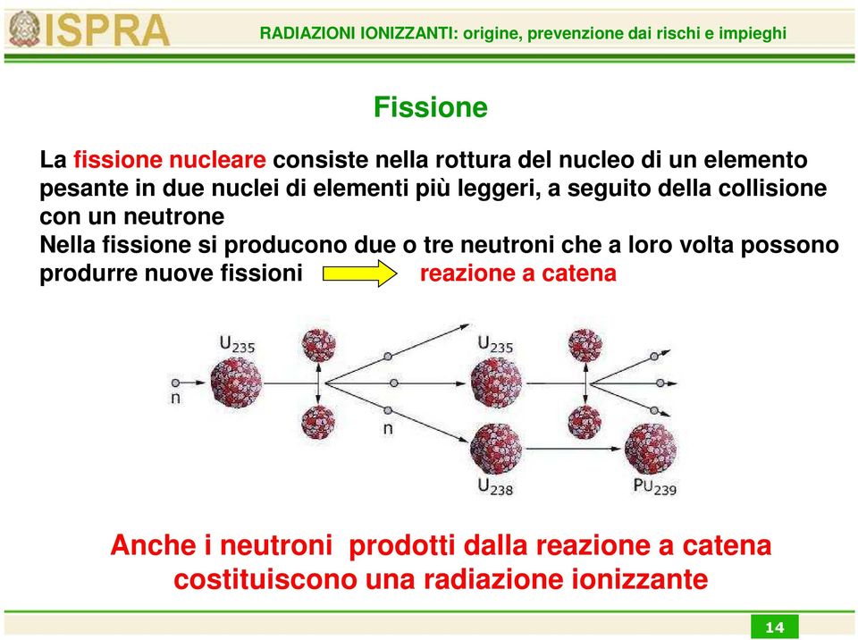 producono due o tre neutroni che a loro volta possono produrre nuove fissioni reazione a