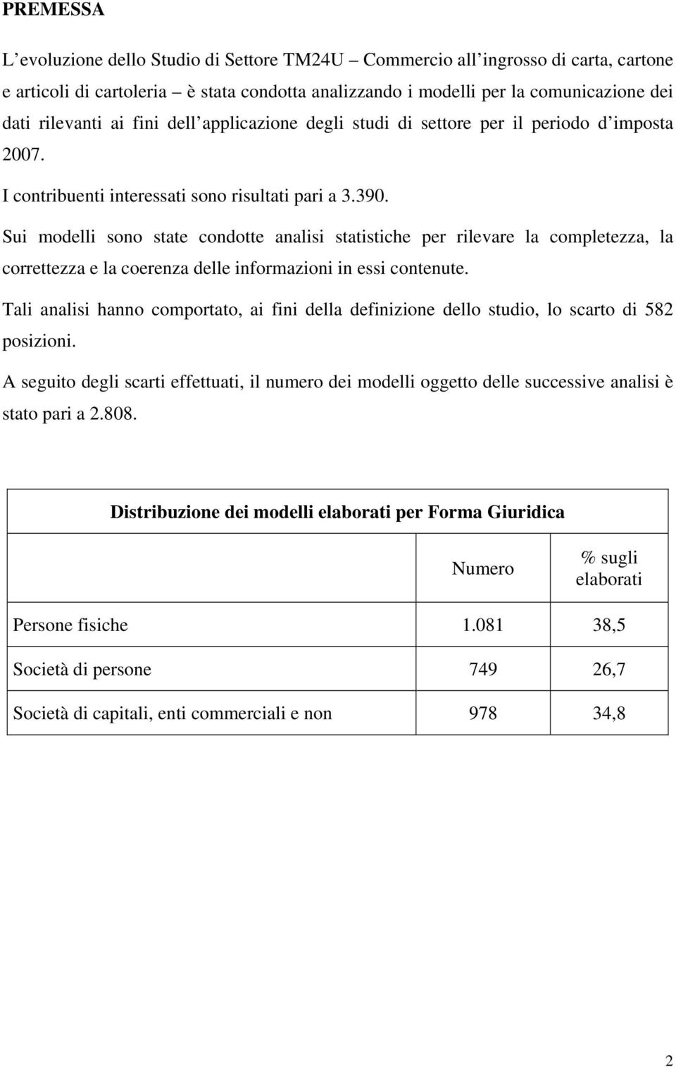 Sui modelli sono state condotte analisi statistiche per rilevare la completezza, la correttezza e la coerenza delle informazioni in essi contenute.