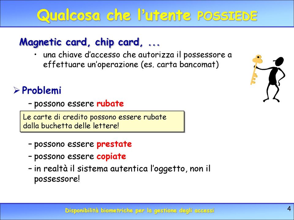 carta bancomat) Problemi possono essere rubate Le carte di credito possono essere rubate dalla buchetta