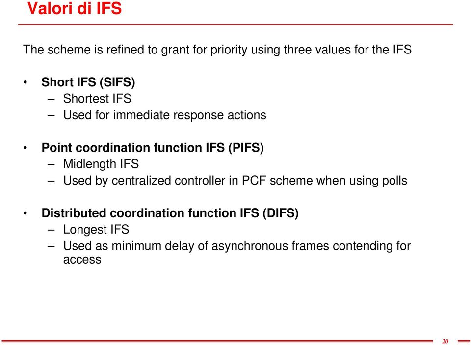 Midlength IFS Used by centralized controller in PCF scheme when using polls Distributed