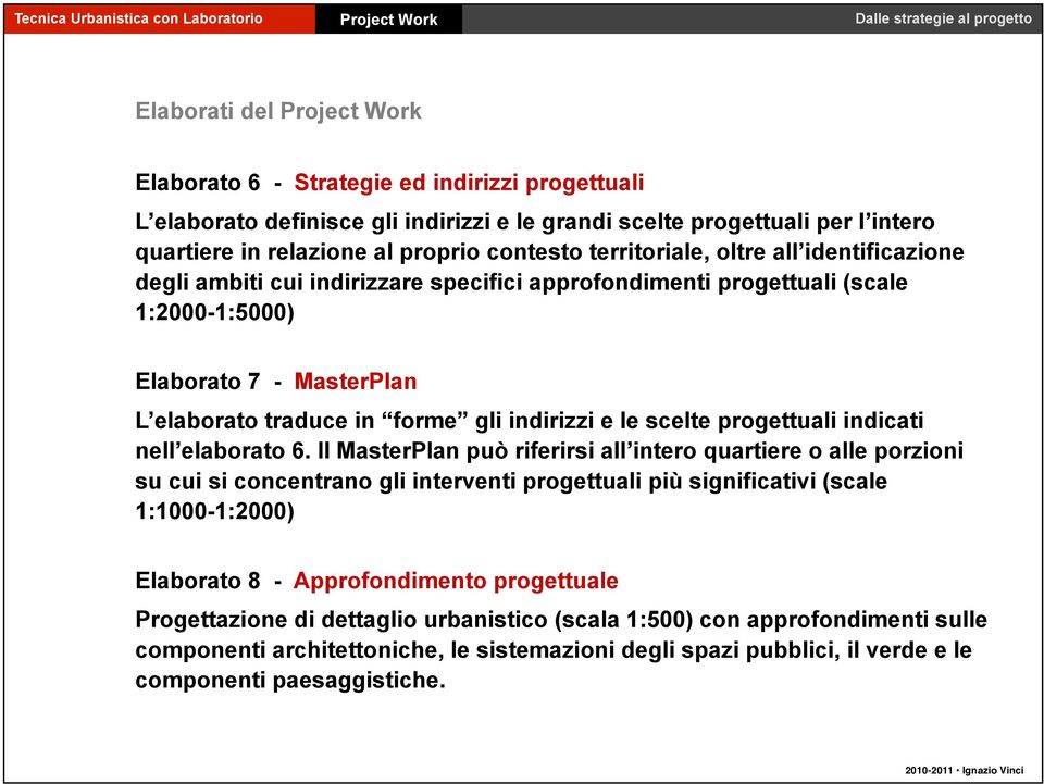 progettuali indicati nell elaborato 6.